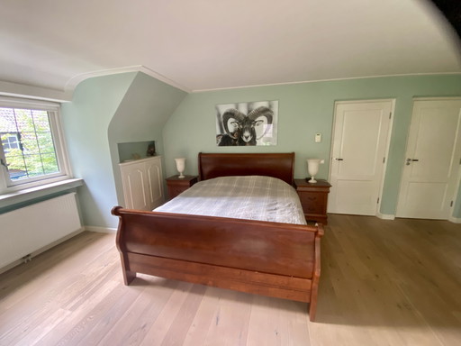 Cherry wood 2-person "Sleebed"/Led Bed + 2 bedside tables