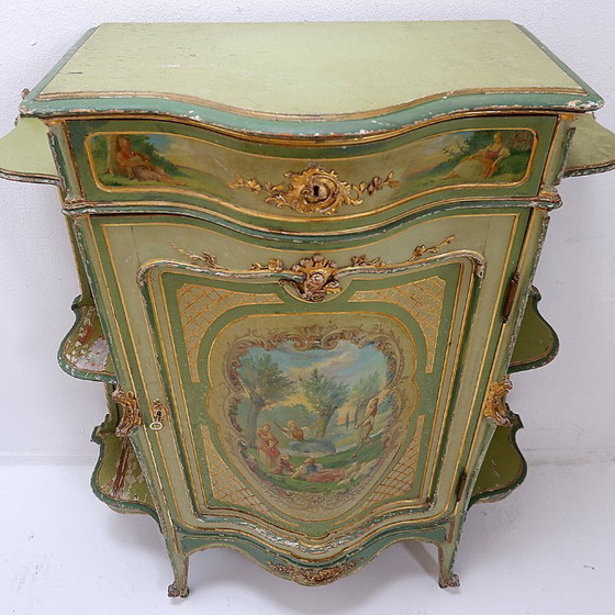 Image 1 of Venetian Baroque Arched Cabinet with Pastoral Decoration - Circa 1900
