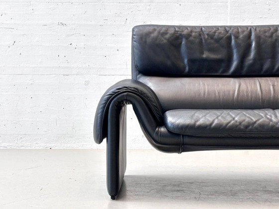 Zwarte leren bank De Sede DS-2011, jaren 80 – 2 zitsbanken, Leather (photo 11 of 16)