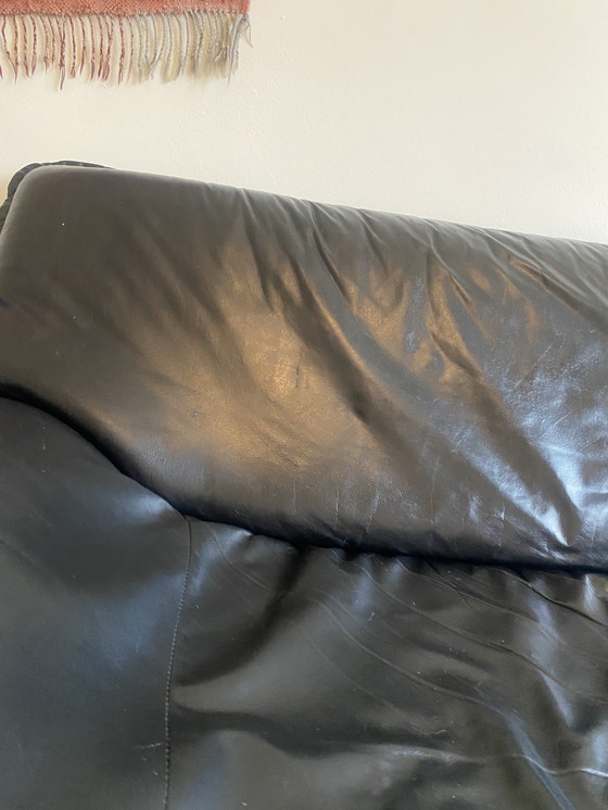 Image 1 of Sofá Mid Century de cuero negro de Johan Bertil Häggstorm para IKEA 1980 Suecia