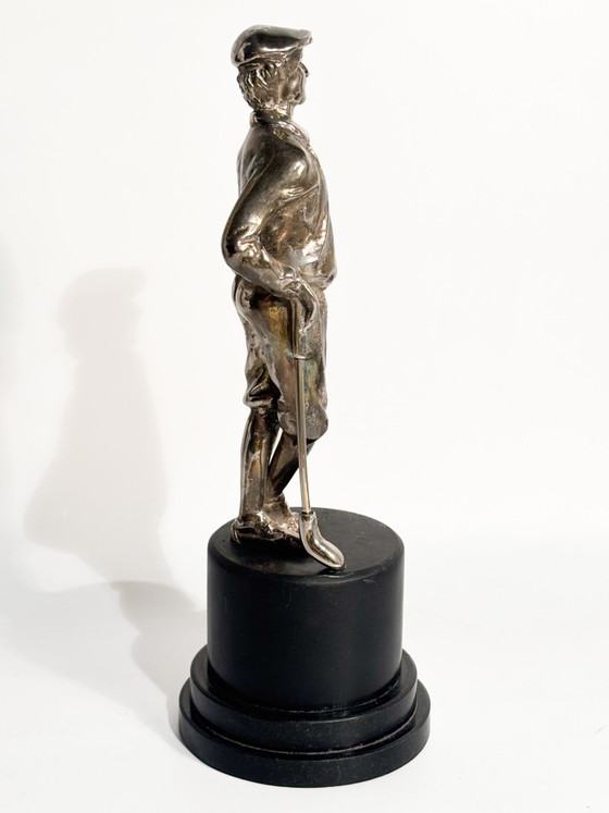 1970s Silver-plated Metal Golfer Sculpture (photo 4 of 8)