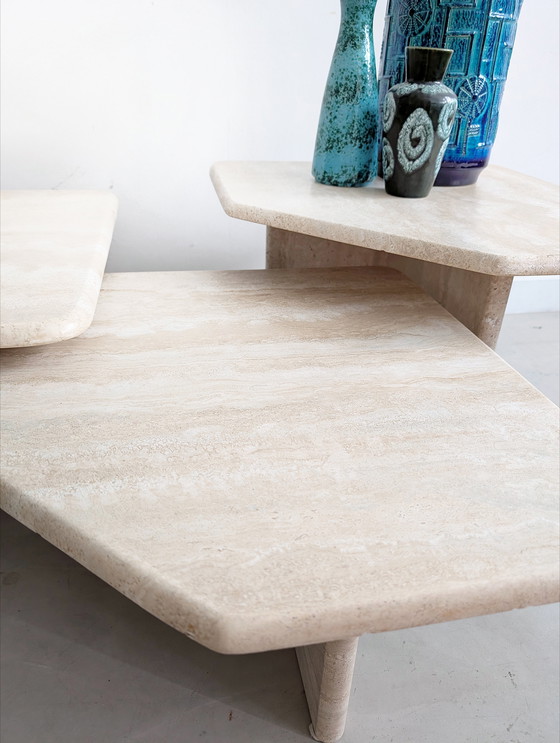 Image 1 of Vintage Travertine Nesting Tables