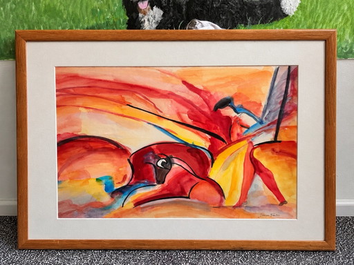 Aquarelle Originale "Corrida" Jurjen Fontein