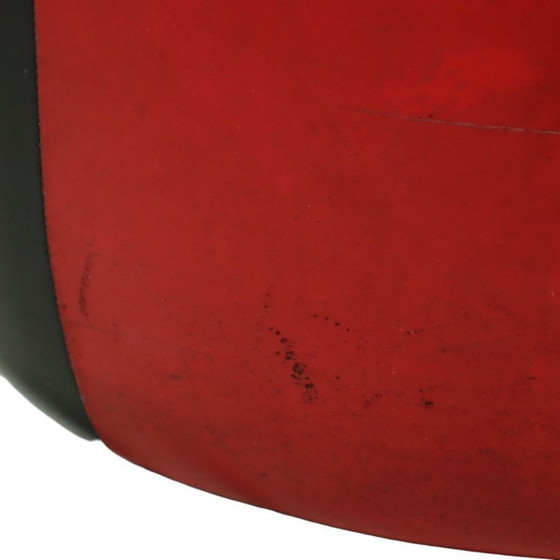 Image 1 of Pouf rotondo vintage rosso e nero