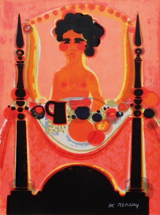 Frédéric MENGUY 1975 - Les Angéliques - Pranzo Litografia firmata 1975
