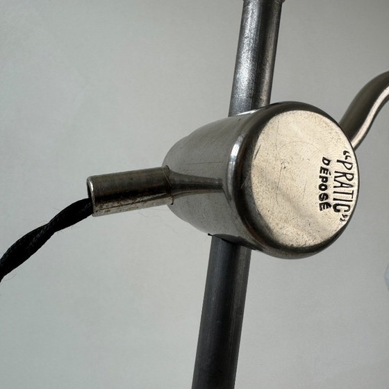 Vintage « PRATIC » Bureaulamp, Tafellampen, Metaal, Wit (foto 7 van 14)