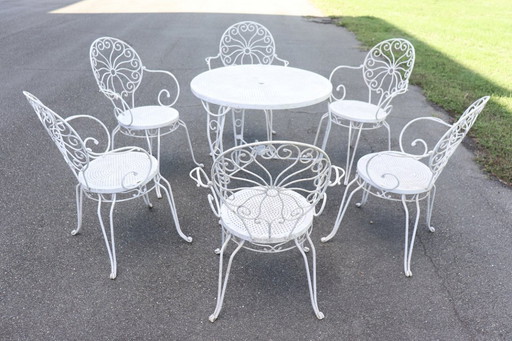 Garden Set Table and 6 Armchairs, Italy 1970s