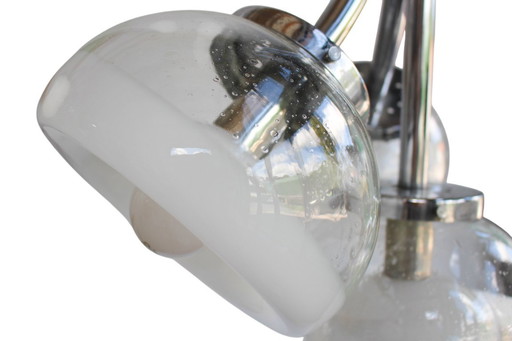 Gaetano Sciolari Attr. Lampadario a quattro bracci in vetro di Murano cromato, anni '70