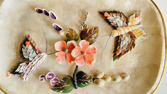 Image 1 of Vassoio vintage in madreperla e conchiglia