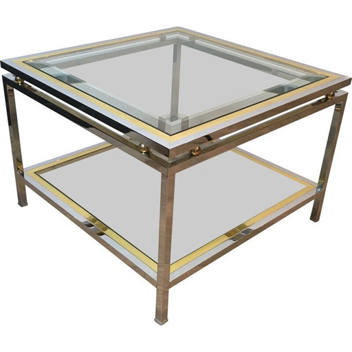 Table d'appoint vintage en chrome et laiton 1970