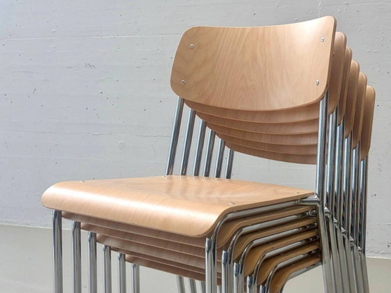 Stapelbare beukenhouten stoelen met chromen poten van Reinhard – Kuipstoelen (photo 12 of 18)