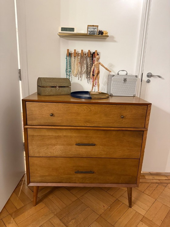 Image 1 of Cassettiera in legno massello di metà secolo con 3 cassetti - Condizioni eccellenti