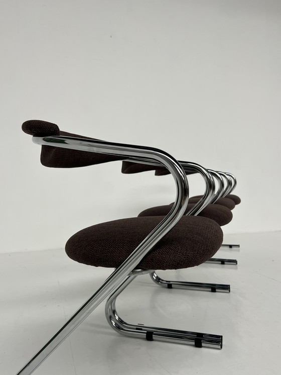 Image 1 of Set van 4 vintage buisframe eetkamerstoelen 