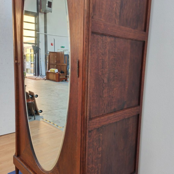 Image 1 of Antieke Vintage kledingkast garderobekast spiegelkast demontabel