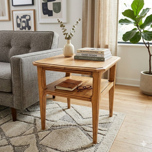 Bijzettafel of salontafel uit de jaren 1940 - Massief eikenhout