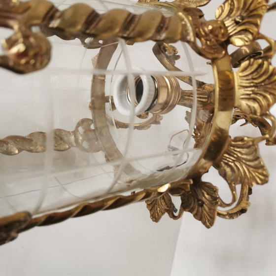 Linterna de Techo de Bronce y Cristal de Época – Estilo Clásico C. 1950 – Lámparas colgantes, Metal (photo 10 of 14)