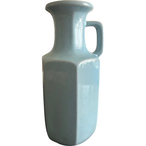 Vase vintage en céramique bleue émaillée pour Scheurich West, Allemagne de l'Ouest 1970