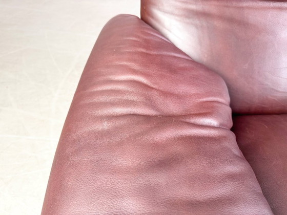 Image 1 of 2x Cassina Maralunga Sessel + Ottoman Vico Magistretti Leder braun