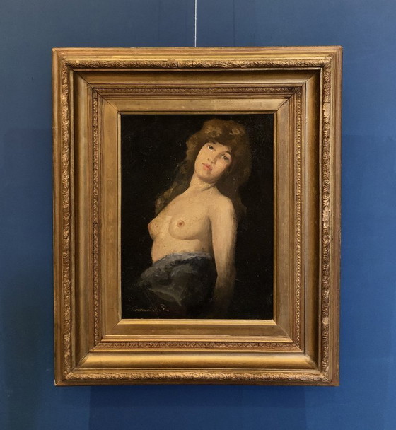 Image 1 of Early 20th Century French School Female Nude – Oil on Wood Panel, Framed