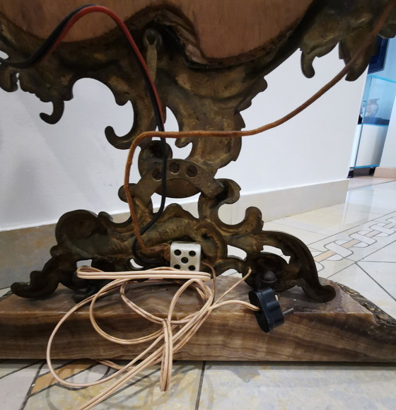 Image 1 of Espejo de bronce antiguo con lámparas