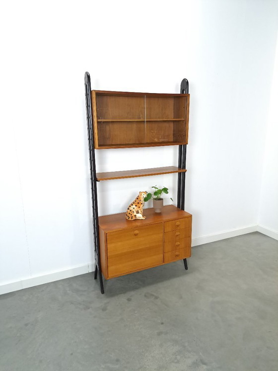 Image 1 of Teak Musterring design kast met zwarte poten