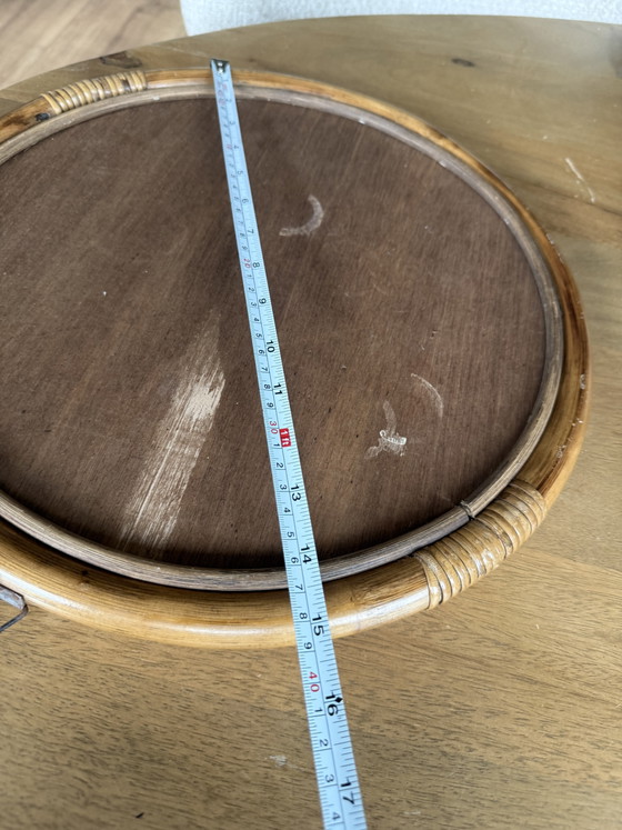 Vintage Mid-Century Modern Round Bamboo & Rattan Wall Mirror – 1960s/1970s Boho Chic Italian Style (photo 11 of 11)