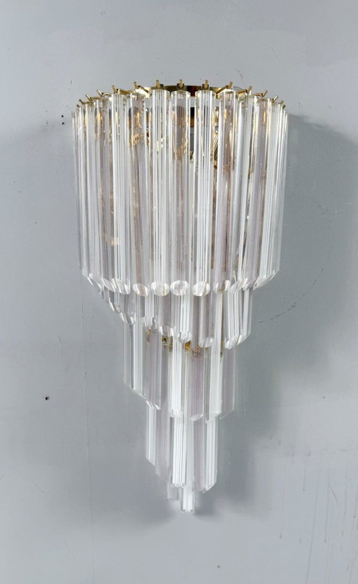 Lampada da parete/applique a cascata di metà secolo di Paulo Venini, vetro di Murano, Italia, anni '70