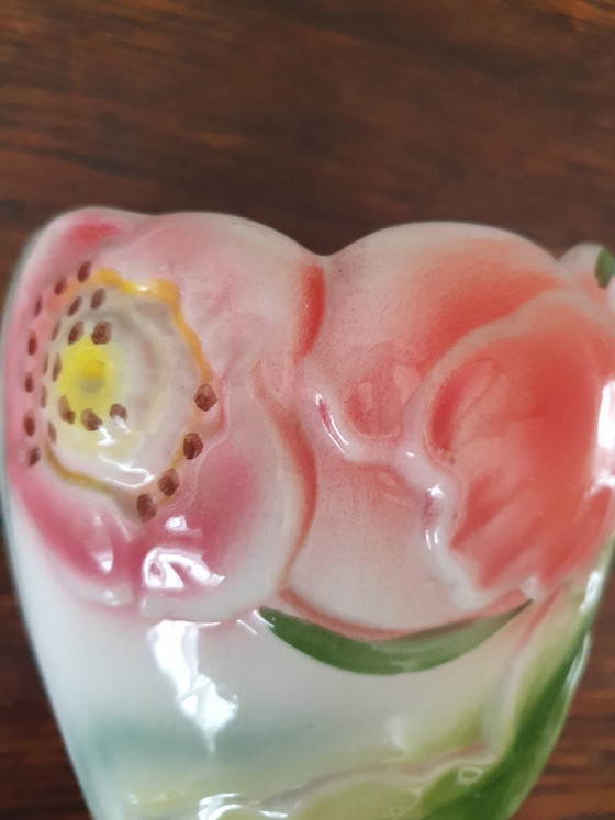 Art Nouveau barbotine vase 29 cm - in perfect condition, Ceramic, Multi Color (photo 10 of 13)