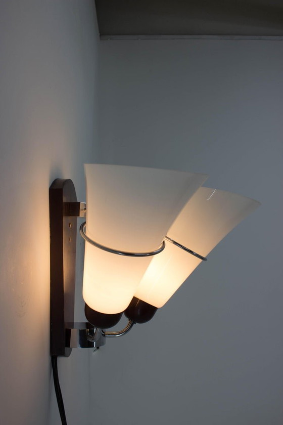 Image 1 of Pair of Minimalist Czechoslovakian Crystal Wall Lamps, 1970s