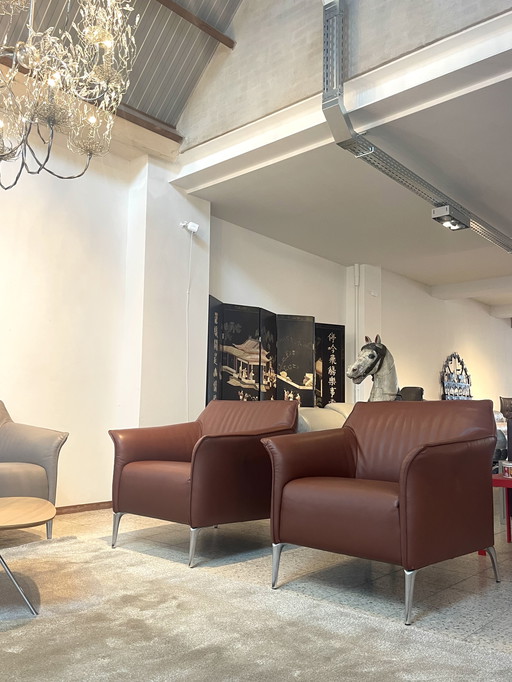Leolux Mayon Fauteuils (2) Cuir Raffino Etat neuf