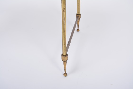 Image 1 of Hollywood Regency Brass and Glass Nesting Tables in the Style of Maison Jansen, Set of 3