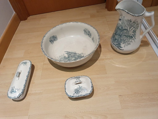 Juego de aseo antiguo de 4 piezas estilo Art Nouveau - Azul petróleo – tafelaccessoires, Ceramic