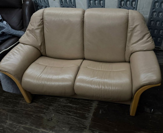 Image 1 of Stressless Eldorado 2-Sitzer Sofa-Paar · Echtleder Cream · Originaletikett · Ekornes Norway · NP 6.050 €