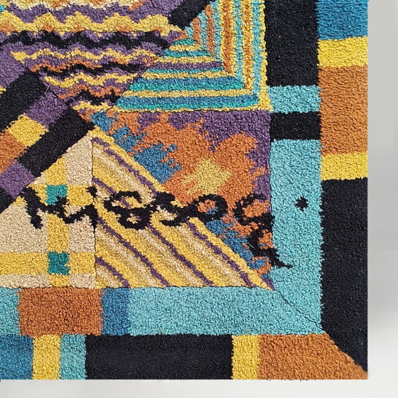 1980s Missoni geometrisch patroon vloerkleed, Multi Color, Vloerkleden en tapijten, Textiel, Geel, Abstract (foto 13 van 14)