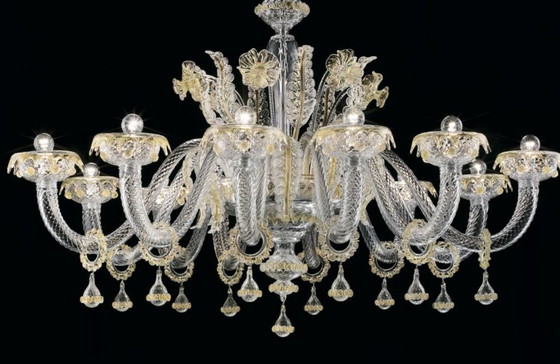 Image 1 of Barovier & Toso Agadir - Glazen kroonluchter met 12 lampen