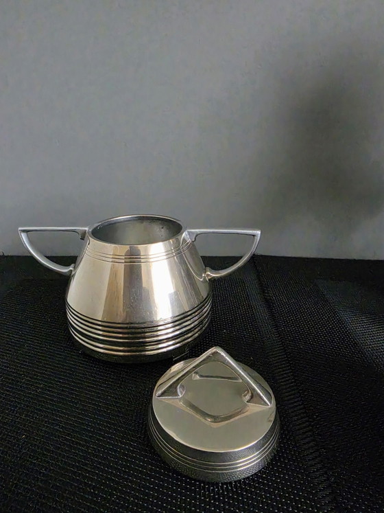 Art Deco milk jug with sugar bowl, HK&Co, Tableware, Metal, Silver (photo 9 of 12)
