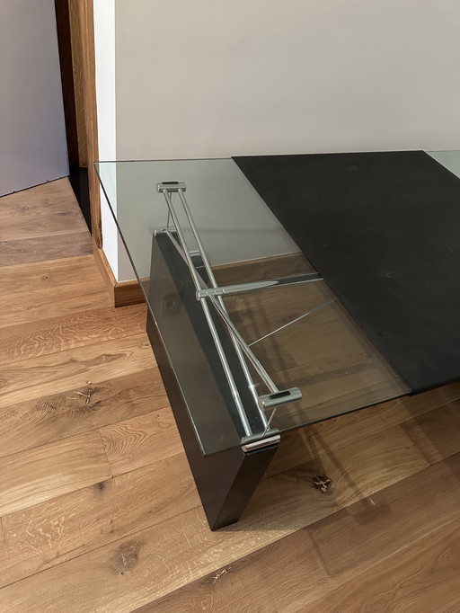 Bureau en verre avec écritoire ou table à manger en cuir