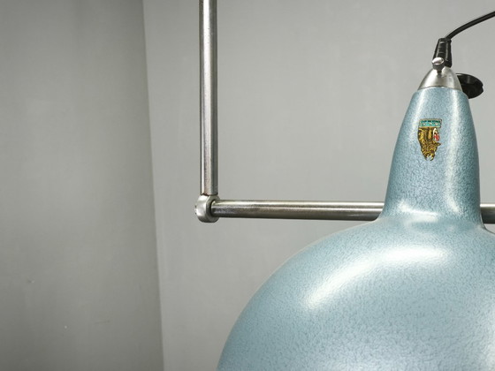 A.L.F. Firenze Italian Industrial Three-Light Chandelier, 1970s – Metal (photo 10 of 11)