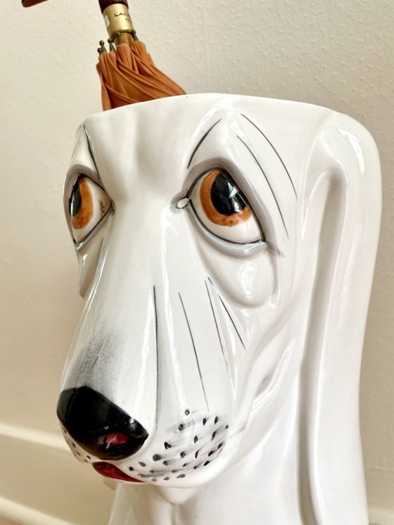 Image 1 of Regenschirmständer Hund Basset aus Keramik, Italien