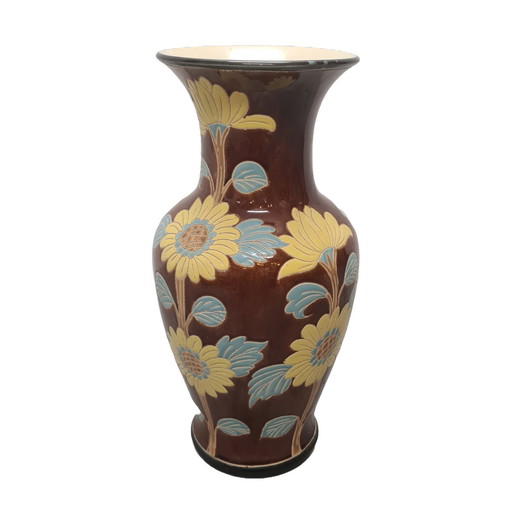 Grand vase vintage avec tournesols