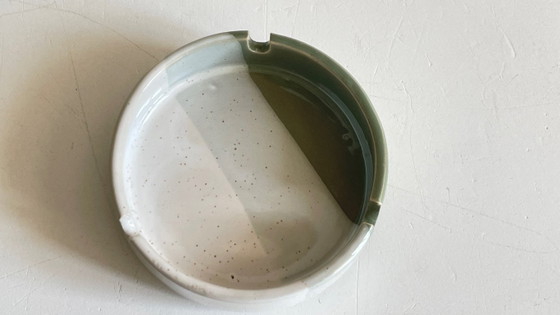 Image 1 of Striped stoneware ashtray, 1980s