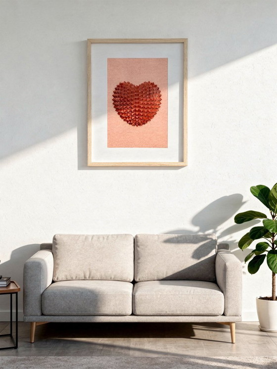 Image 1 of 3D Geometric Heart Wall Art – Bronze Heart