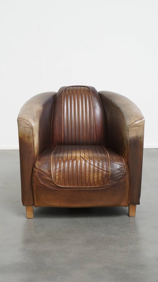 Fauteuil Aviator Delta chesterfield en cuir de boeuf