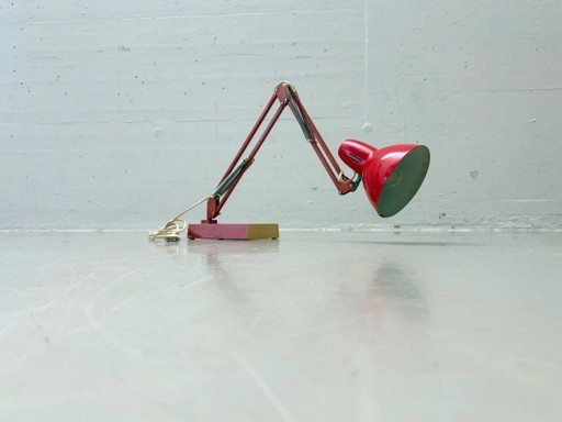 Vintage architect's table lamp in red, 1970s