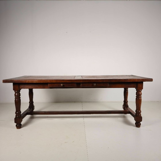Image 1 of Large French oak monastery table 320/220 cm, early 20th century