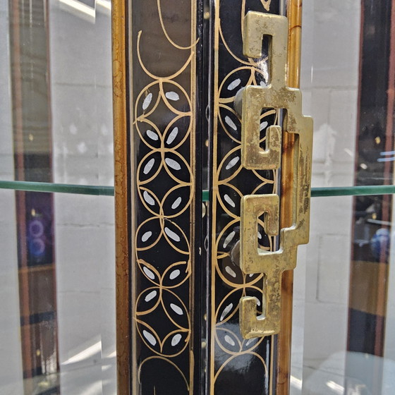 Vitrine Chinoise Vintage Toit Pagode (Éclairage) Armoire Bohème – Wood, Glass (photo 8 of 15)