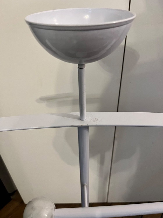 Image 1 of Fly Line Valet Stand, Italy, 1990s, White Lacquered Metal, Carrara Marble Top, Post-Modern Design