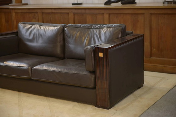 Minimalist leather and Macassar ebony canapé from the 1980s. – 3-5 seaters, Wood, Design (photo 5 of 15)