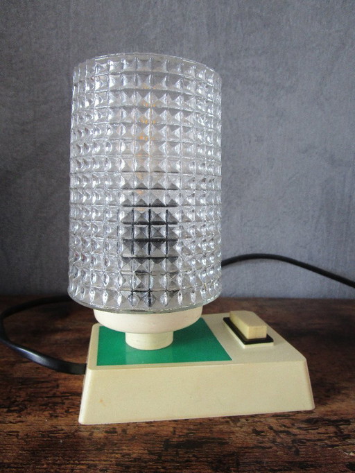 Bellissima lampada da comodino vintage - anni '60/'70 - Verde con rilievo in vetro
