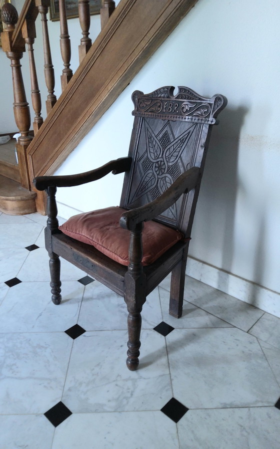 Antique Armchair 1659, Velvet, Wood, Brown (photo 3 of 11)